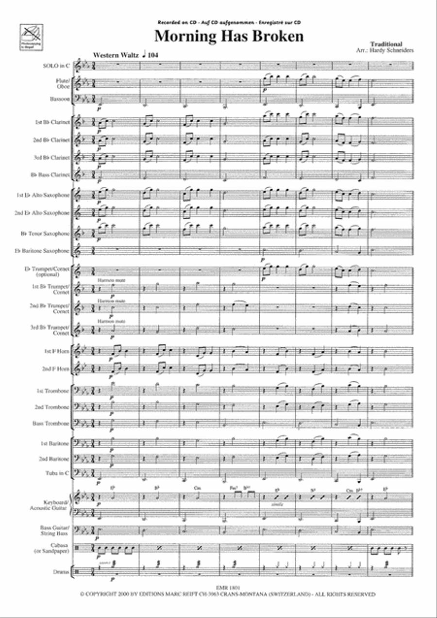 Morning Has Broken Concert Band scores gallery preview page 4