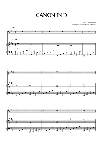 Pachelbel Canon in D • trumpet sheet music with piano accompaniment image number null