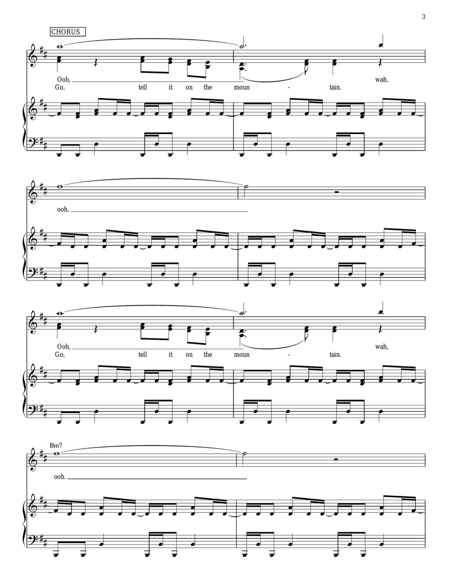 Go Tell It On The Mountain Piano, Vocal, Guitar scores gallery preview page 3