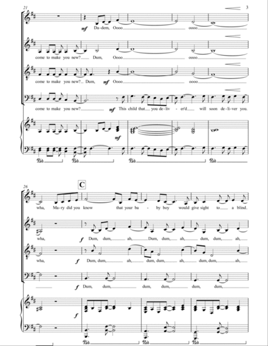 Mary, Did You Know? 4-Part scores gallery preview page 3