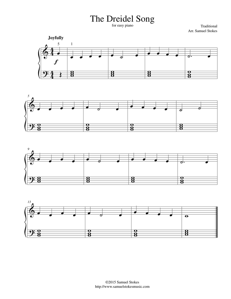 The Dreidel Song (I Have a Little Dreidel) - for easy piano Easy Piano scores gallery preview page 1