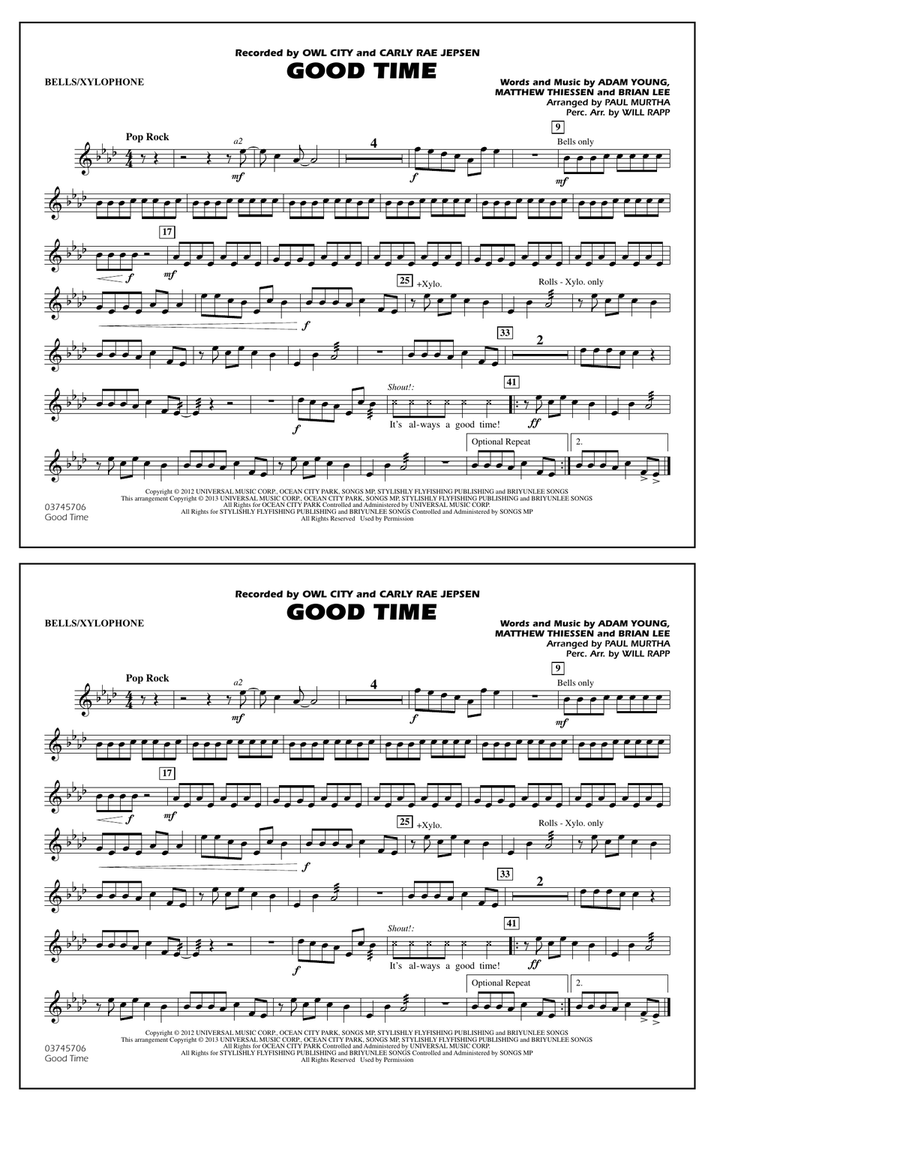 Good Time - Bells/Xylophone Marching Band scores gallery preview page 1