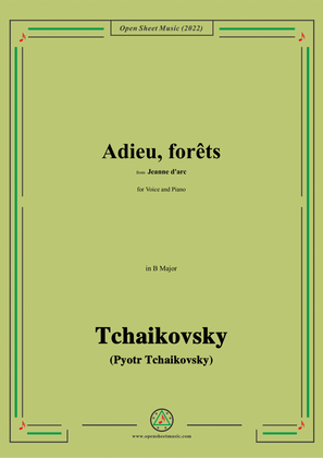 Book cover for Tchaikovsky-Adieu,forêts,from Jeanne D'arc,in B Major,for Voice and Pinao