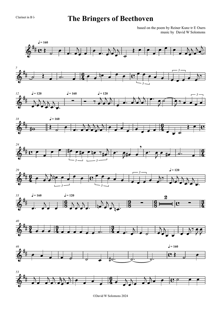 The Bringers of Beethoven for clarinet and guitar by David Warin Solomons Clarinet - Digital Sheet Music page 5
