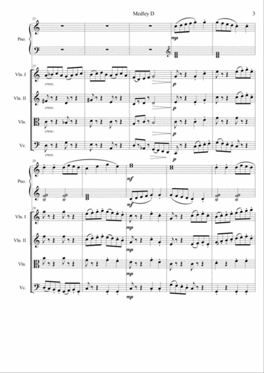 Eugeni Sokhatskyy.Medley D.Conjunt de 3 peses infantil per a piano amb acompanyament d'orquestra de Chamber Orchestra scores gallery preview page 3