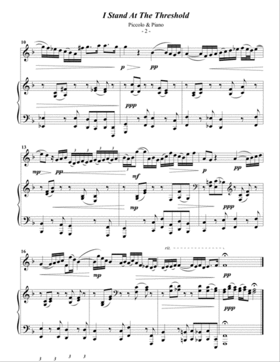 Bach: I Stand At The Threshold for Piccolo & Piano Piccolo scores gallery preview page 2