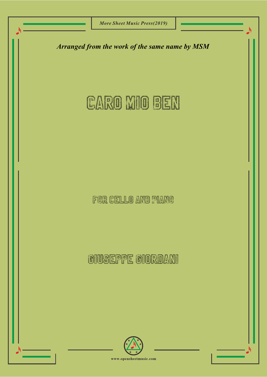 Giordani-Caro mio ben, for Cello and Piano