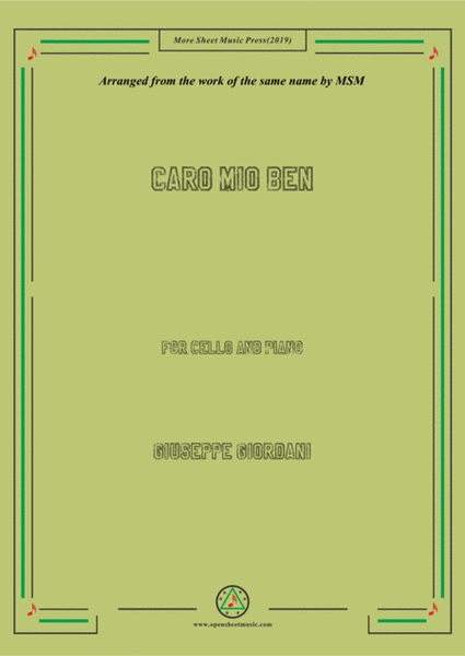 Giordani-Caro mio ben, for Cello and Piano image number null