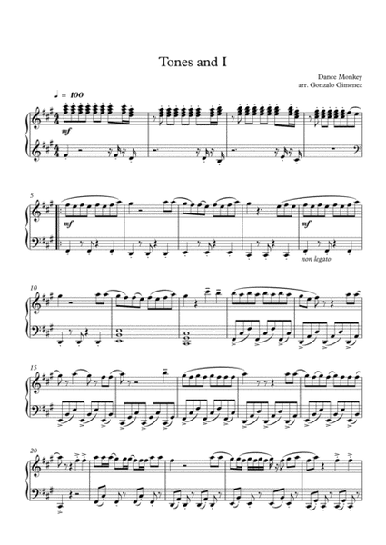 Tones and I - Dance Monkey (intermediate level solo piano)