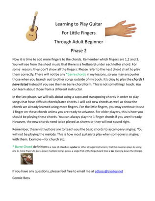 Basic Guitar Lessons for Little Fingers thru Teens/Adults - Phase 2 only
