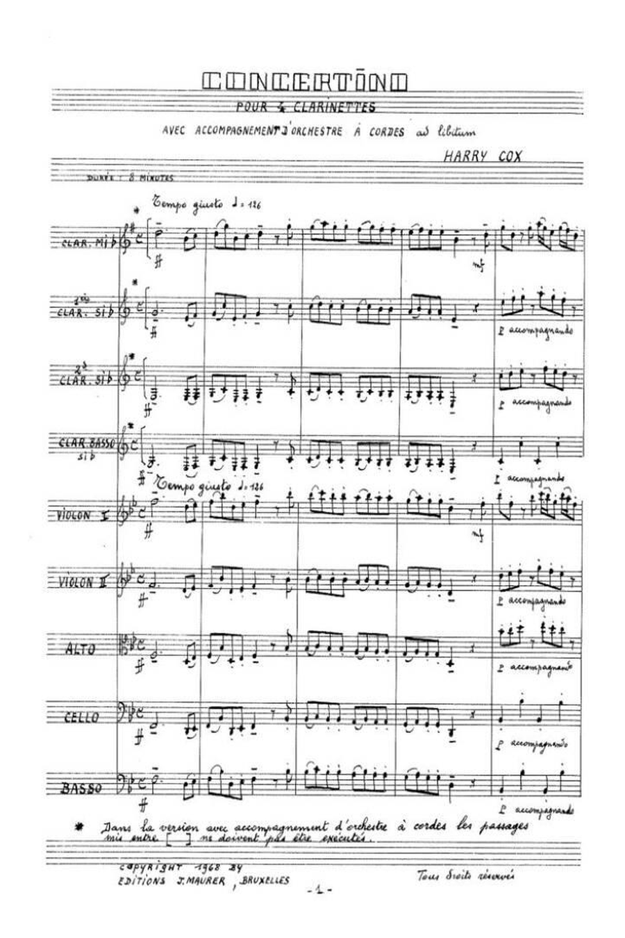 Concertino 4 Clarinet Quartet scores gallery preview page 1
