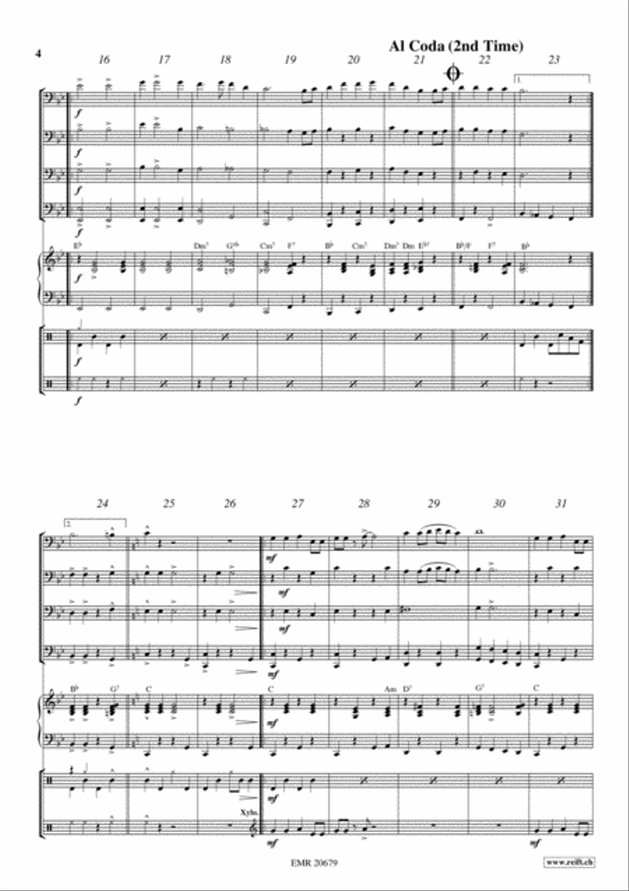 Oh Susanna Euphonium Quartet scores gallery preview page 4