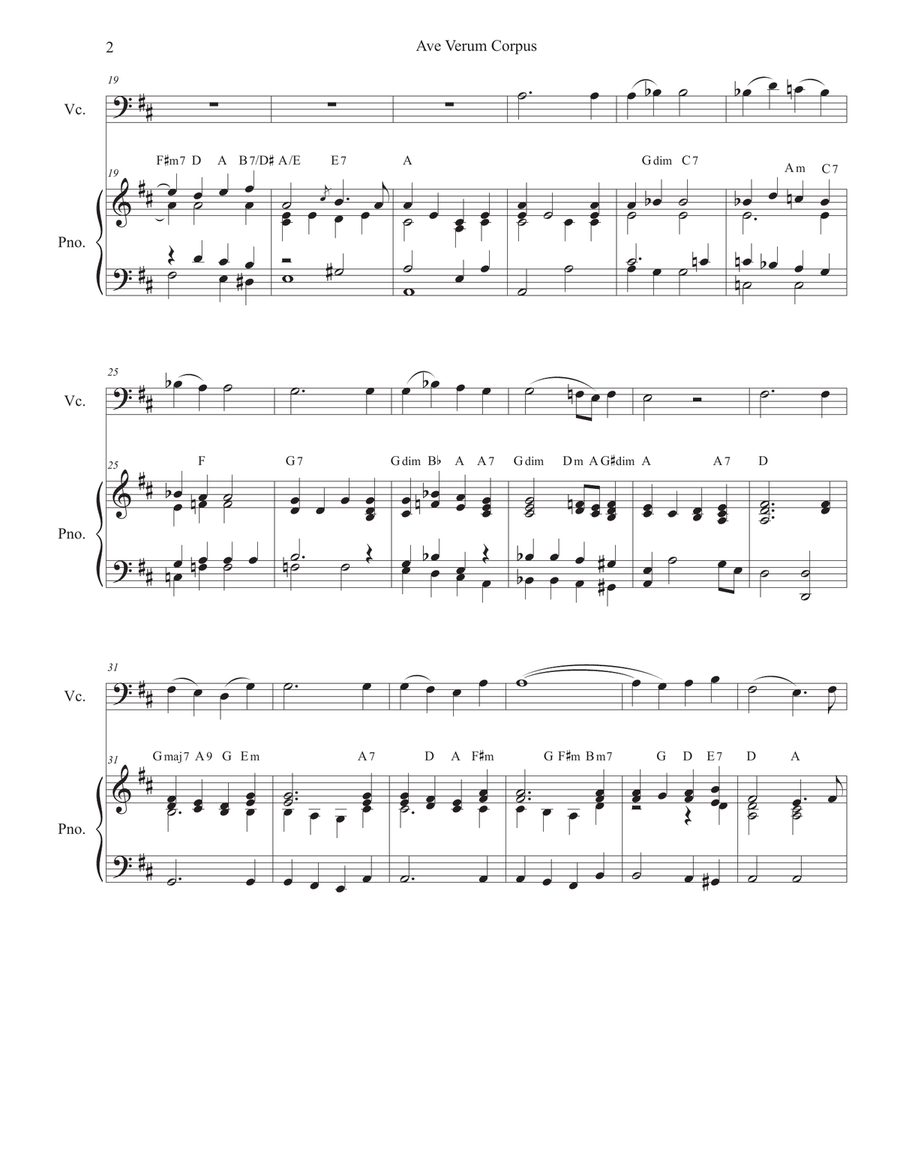 Ave Verum Corpus (Cello solo - Piano Accompaniment) Ave Verum Corpus (Cello solo - Piano Accompaniment) Piano scores gallery preview page 2