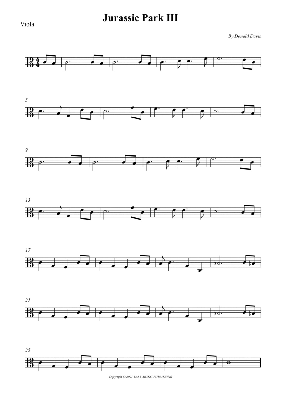 Jurassic Park III Jurassic Park III Viola Solo scores gallery preview page 1