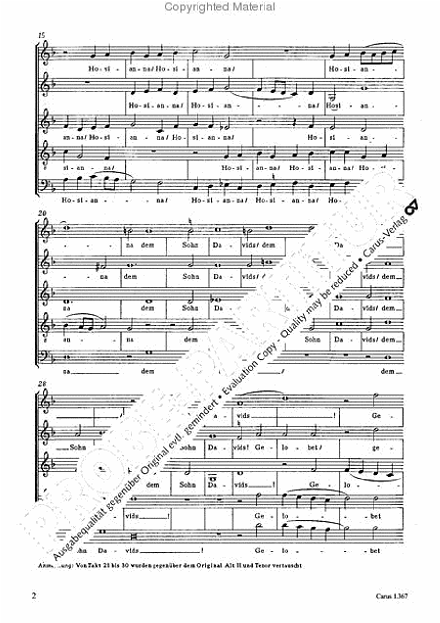 O hosanna, thou Son of David (Hosianna dem Sohne Davids) SSATB scores gallery preview page 3