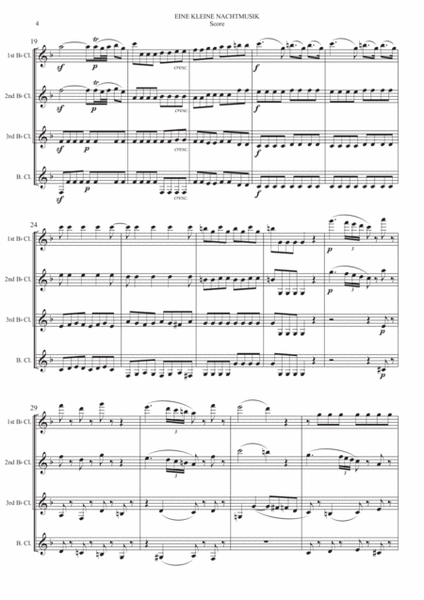Eine Kleine Nachtmusik 1st Movement Allegro for Clarinet Quartet image number null