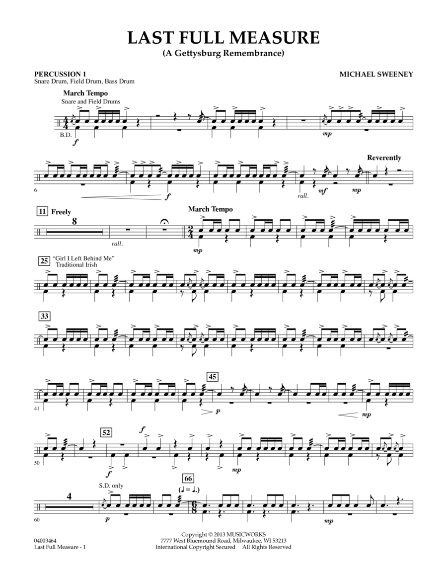 Last Full Measure (A Gettysburg Remembrance) - Percussion 1 Concert Band scores gallery preview page 1