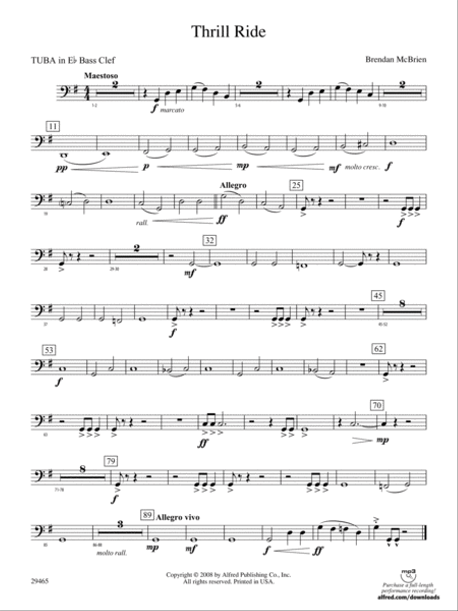 Thrill Ride: (World Part) E-flat Tuba B.C. Concert Band scores gallery preview page 1