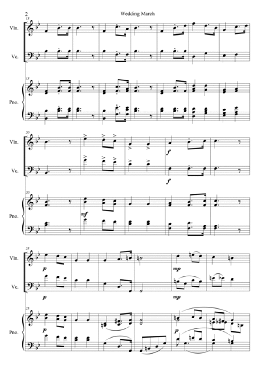 Wedding March Piano Trio scores gallery preview page 2