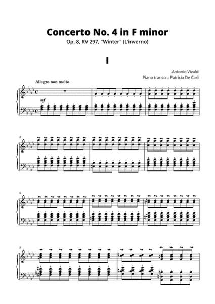 The Four Seasons - Winter (Piano Transcription) - Advanced piano image number null
