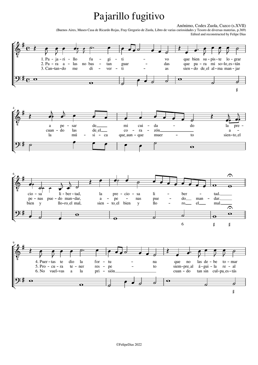 Nine songs from Codex Zuola Voice Solo scores gallery preview page 6