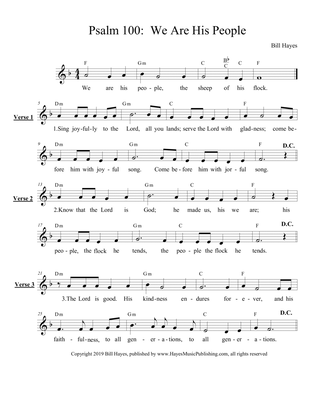 Psalm 100: We Are His People (Leadsheet)