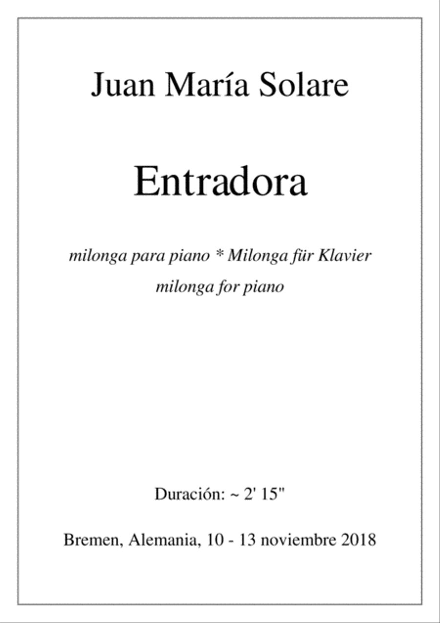 Entradora [piano solo] Piano Solo scores gallery preview page 1