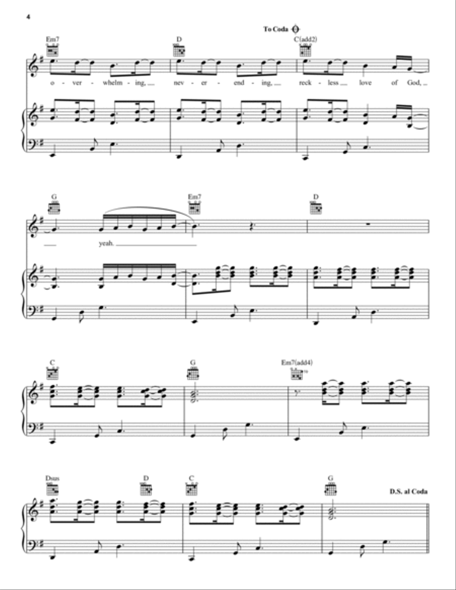 Reckless Love Piano, Vocal, Guitar scores gallery preview page 4
