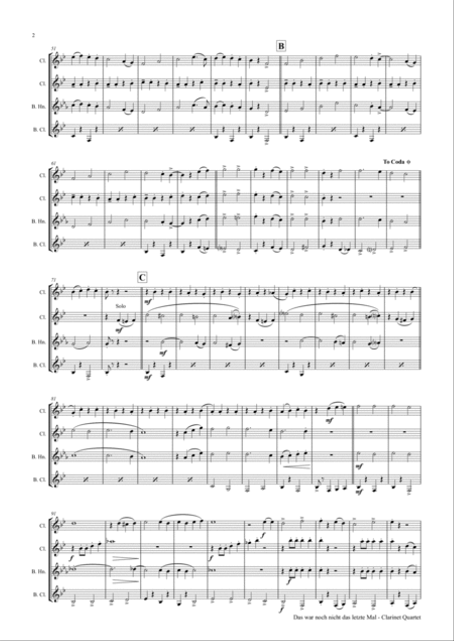 Das war noch nicht das letzte mal - German Polka - Oktoberfest - Clarinet Quartet Clarinet Quartet scores gallery preview page 2