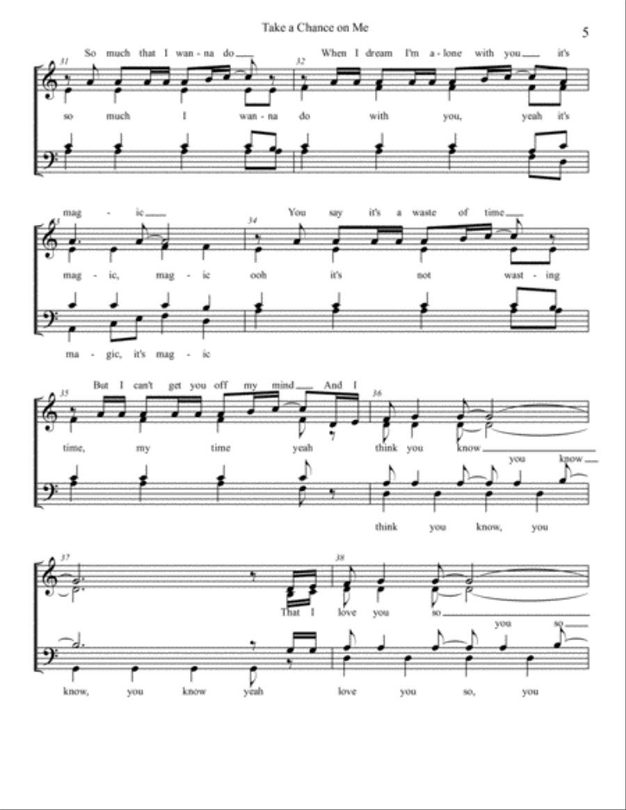 Take A Chance On Me featured in MAMMA MIA! 4-Part scores gallery preview page 5