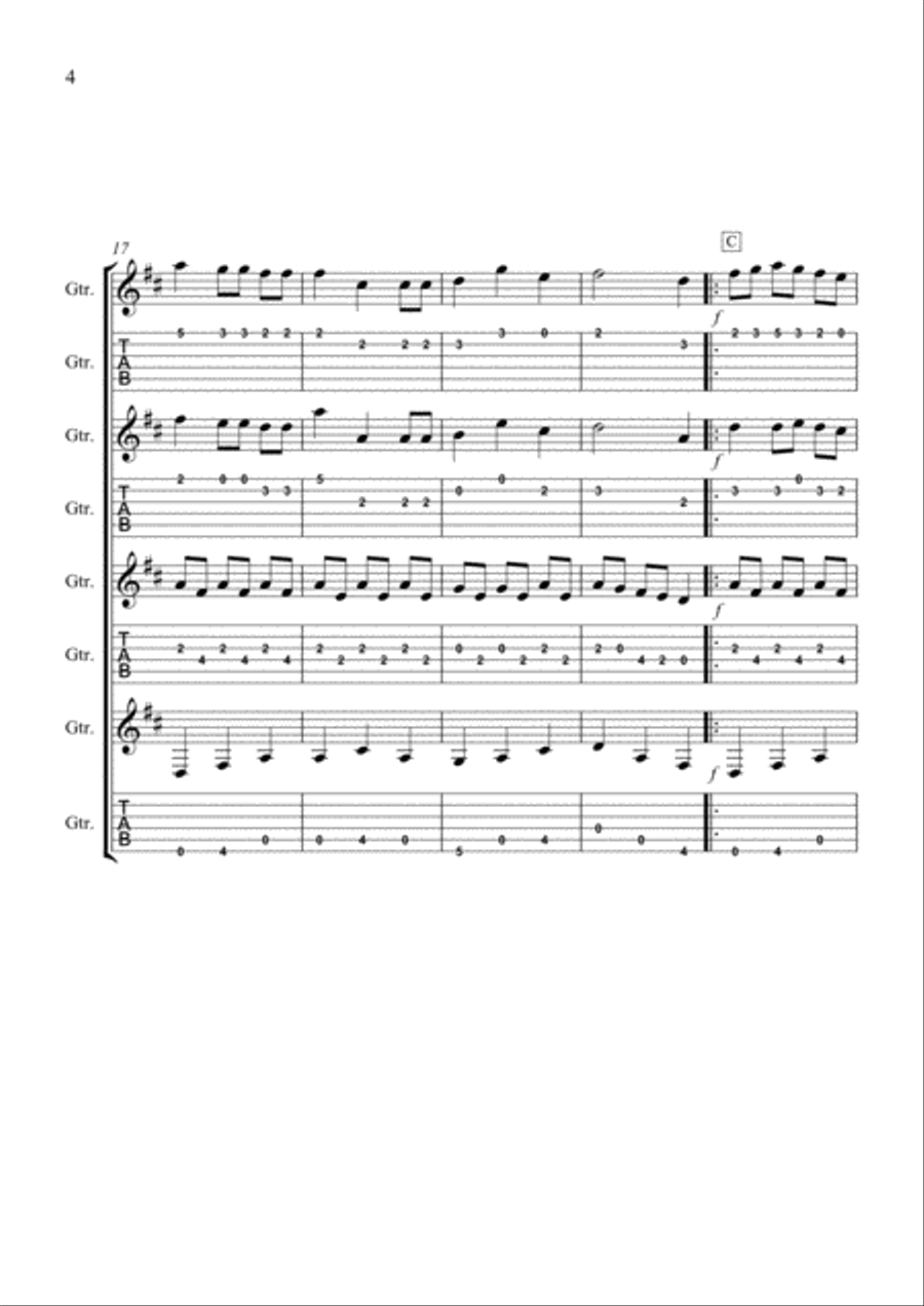 We Wish You A Merry Christmas Guitar Ensemble scores gallery preview page 4