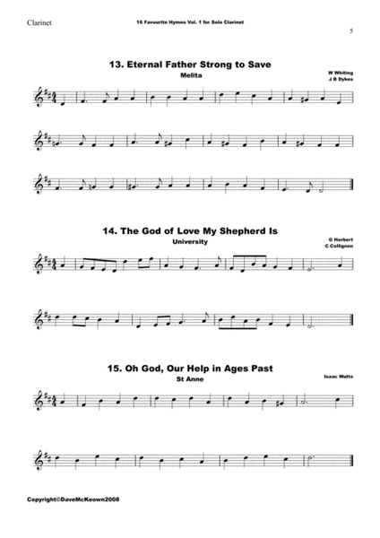 16 Favourite Hymns Vol.1 for solo Clarinet image number null