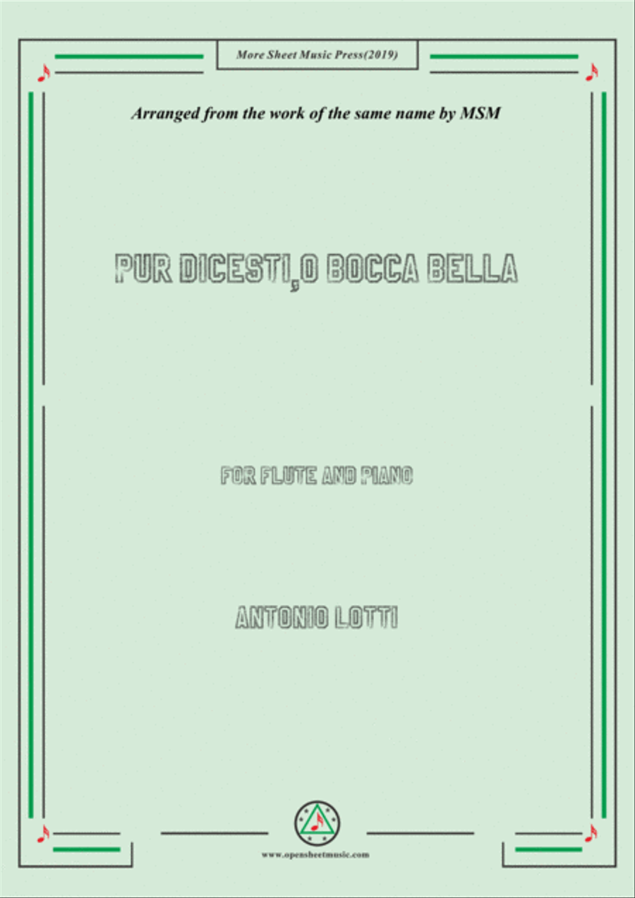 Lotti-Pur dicesti,o bocca bella, for Flute and Piano image number null