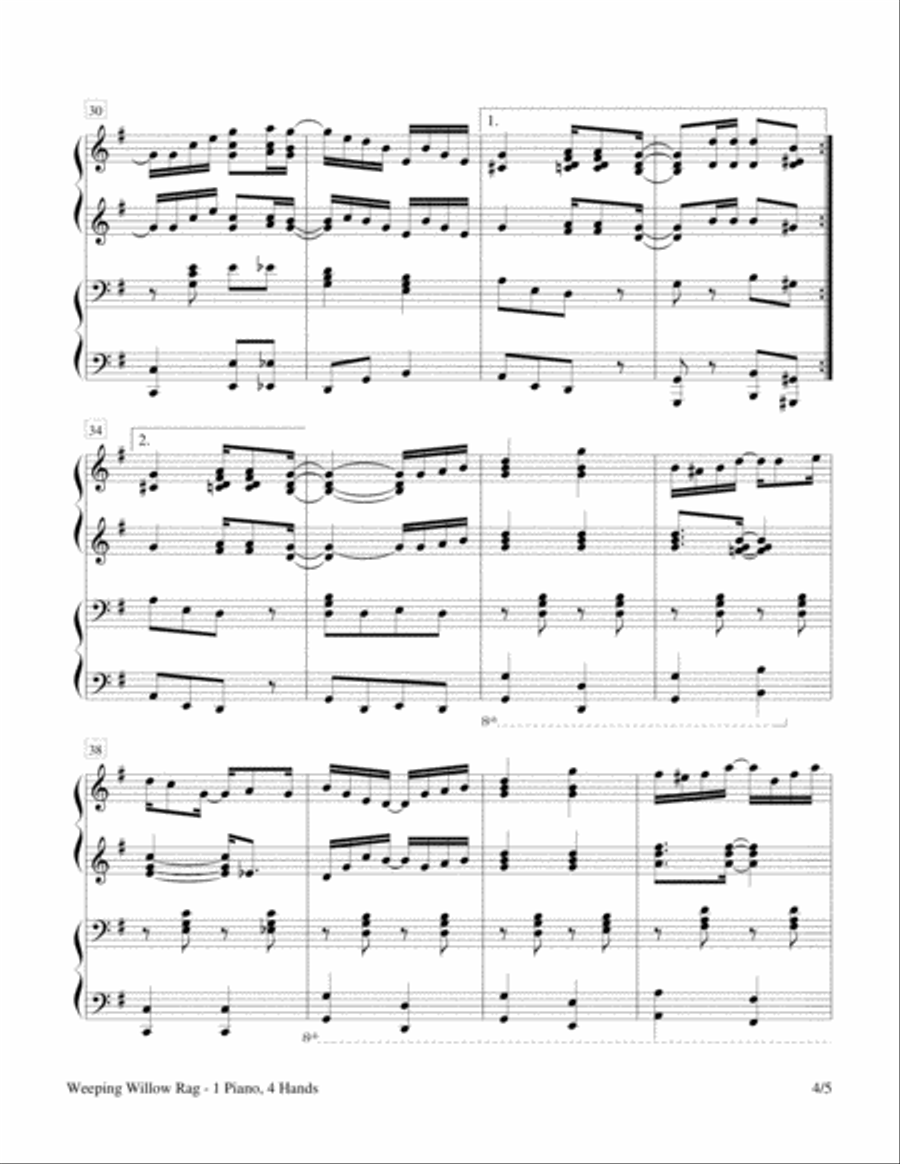 Weeping Willow Rag (1 Piano, 4-Hands Duet) Piano Method scores gallery preview page 4