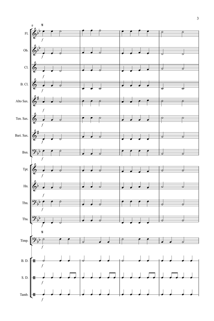 Flute Fantasy - Flute Feature for Beginning Band Concert Band scores gallery preview page 3