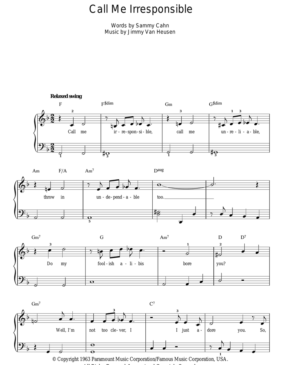 Call Me Irresponsible Voice scores gallery preview page 1