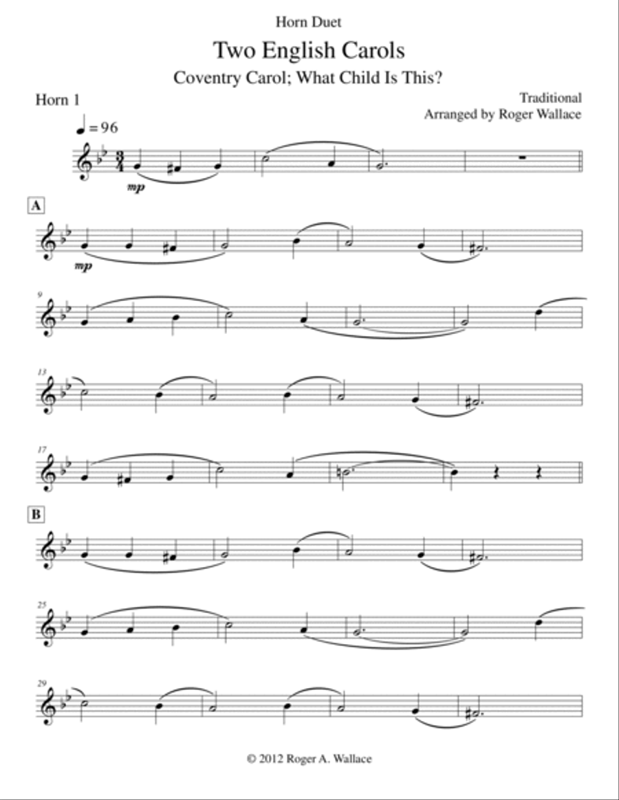 Two English Carols (Coventry Carol; What Child Is This?) Brass Duet scores gallery preview page 4