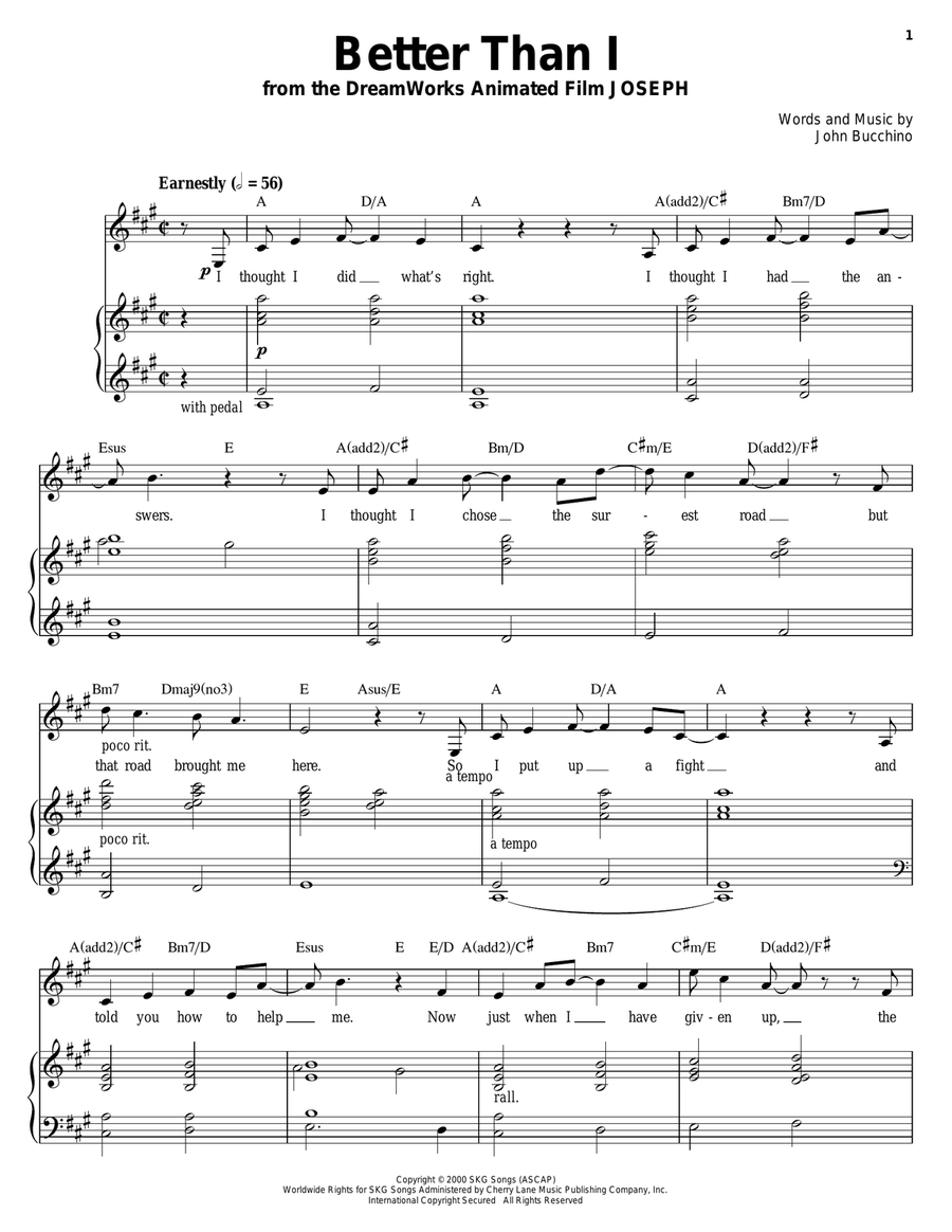 Better Than I Piano, Vocal, Guitar scores gallery preview page 1