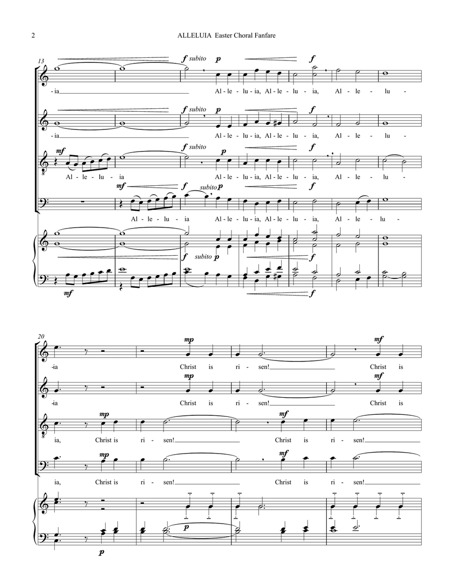 Alleluia Easter Choral Fanfare PIANO VOCAL 4-Part scores gallery preview page 3