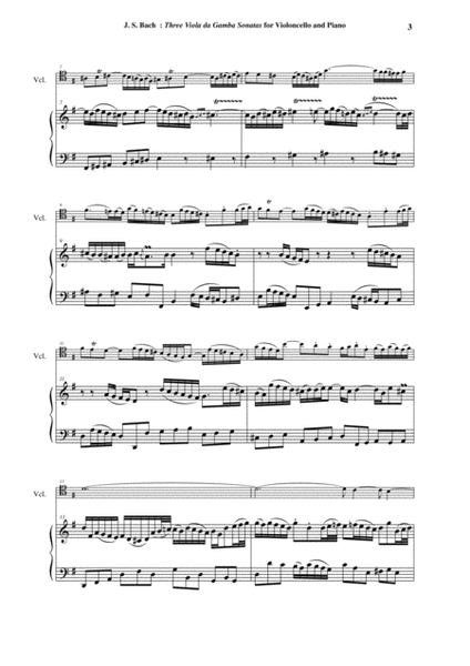 J. S. Bach: Three "Viola da Gamba" Sonatas, BWV 1027-1029, arranged for violoncello and piano
