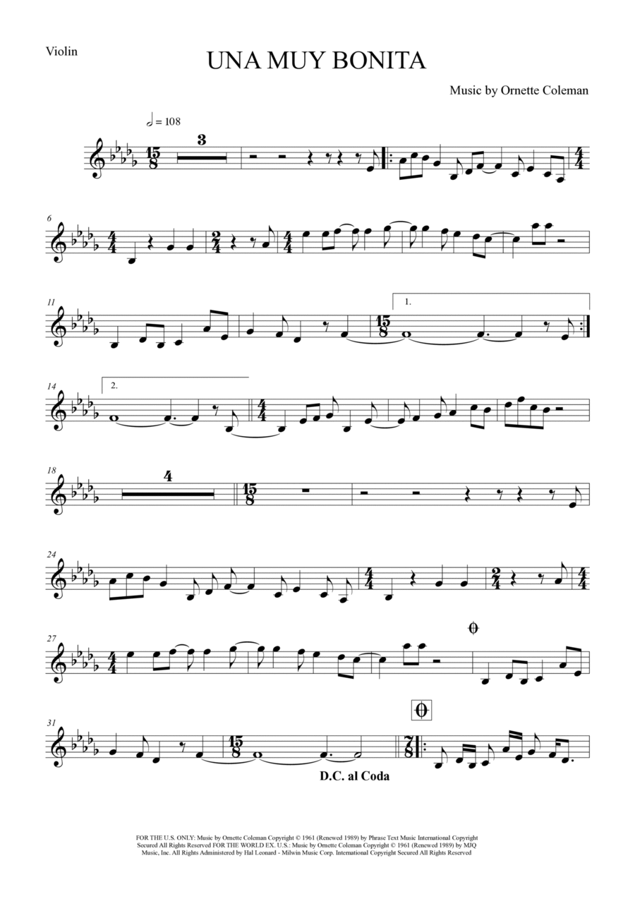 Una Muy Bonita Violin Solo scores gallery preview page 1