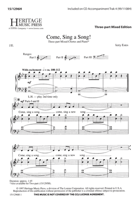 Book cover for Come, Sing a Song