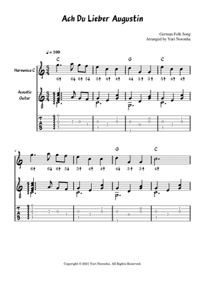 Ach Du Lieber Augustin - For Harmonica key C and Acoustic Guitar - Duet (Very easy German Folk Song)