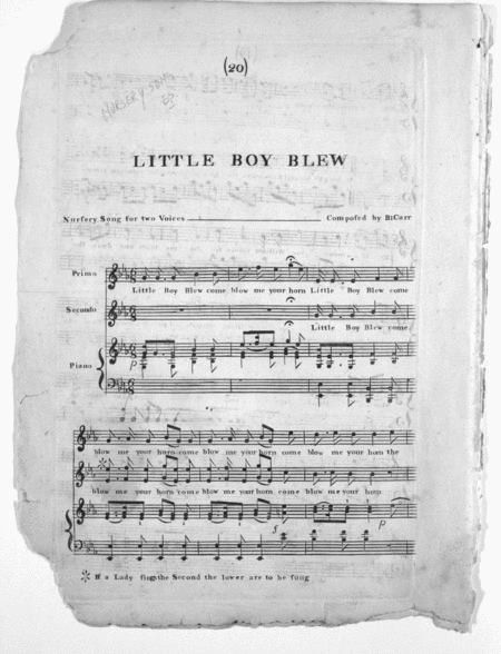 (1) Poor Mary; (2) Little Boy Blew, Nursery Song for two Voices; (3) Shakespeares Willow; (4) The Wood Robin