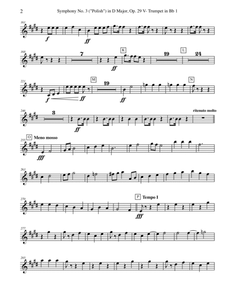 Tchaikovsky Symphony No. 3, Movement V - Trumpet in Bb 1 (Transposed Part), Op. 29