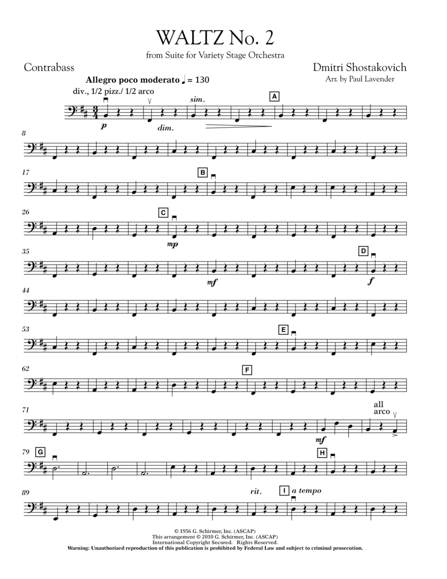 Waltz No. 2 - Bass Part scores gallery preview page 1