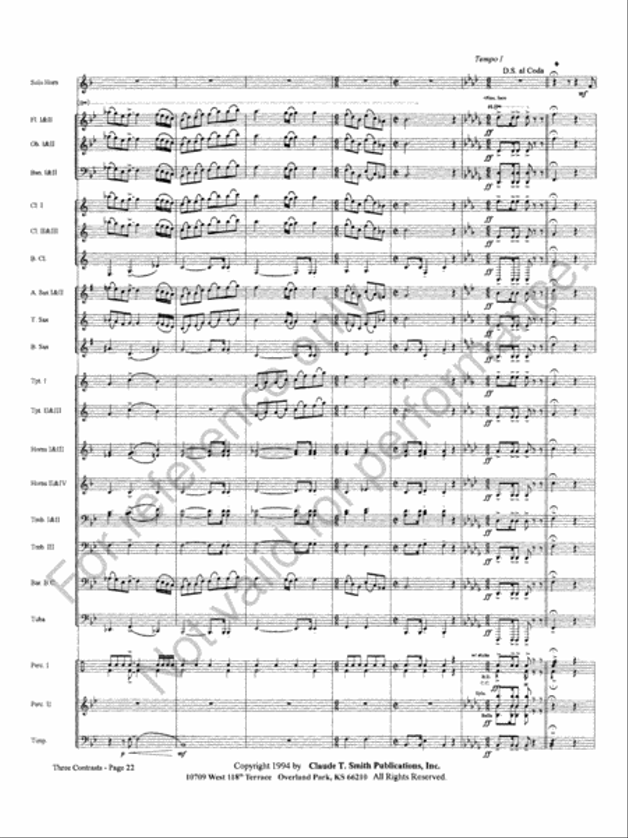 Three Contrasts for Two Horns And Wind Ensemble Concert Band scores gallery preview page 26