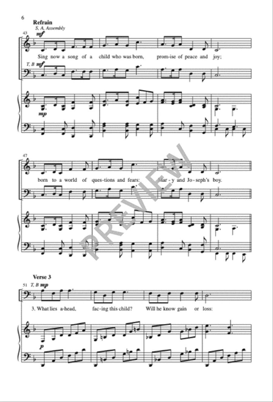 Sing Now a Song of a Child Who Was Born 4-Part scores gallery preview page 7