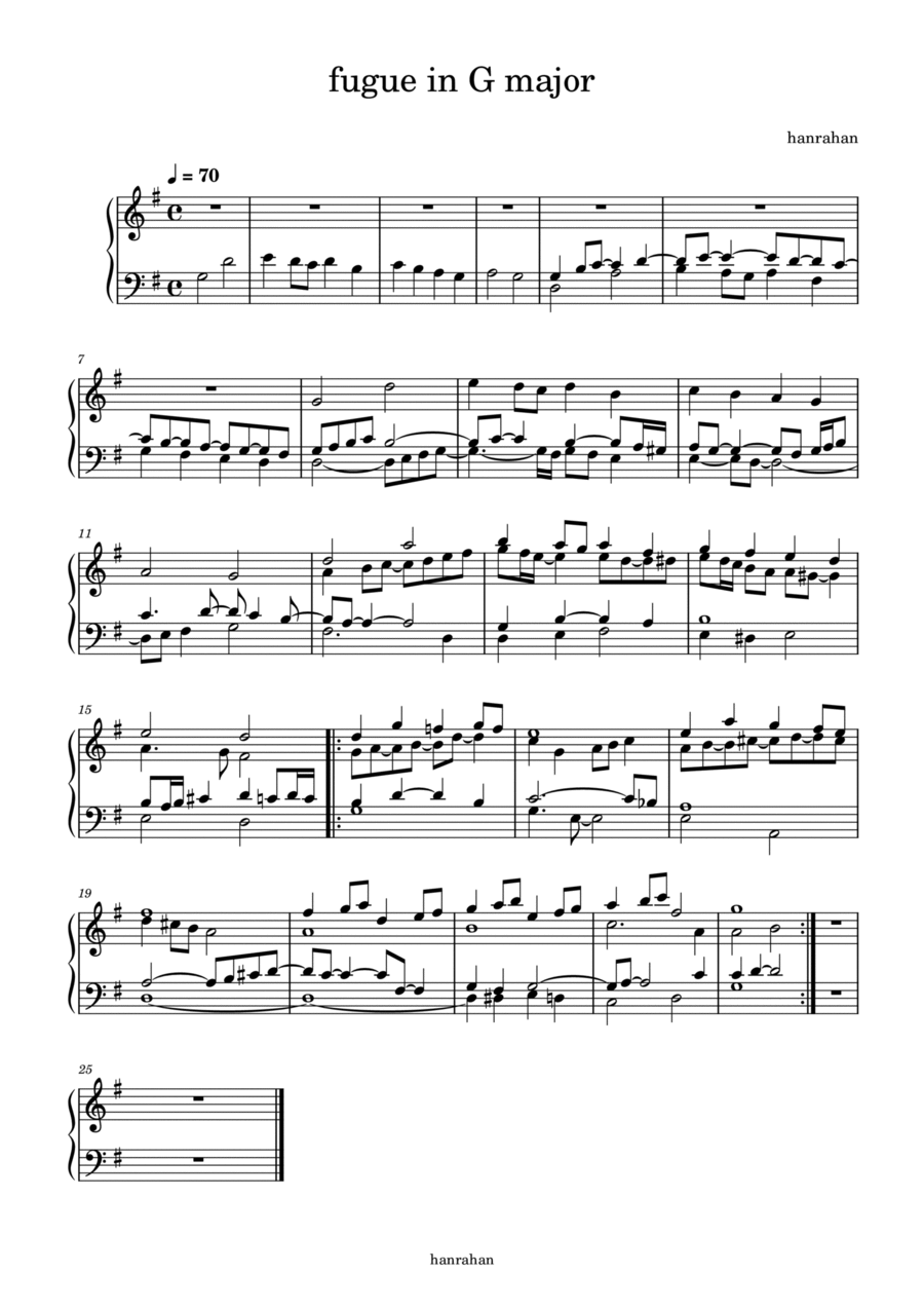 Fugue in G major Fugue in G major Piano Solo scores gallery preview page 1