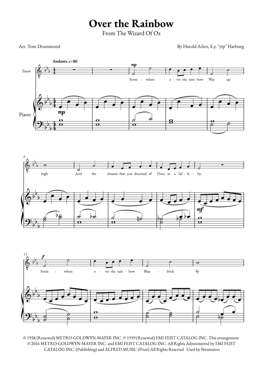Over The Rainbow Over The Rainbow Voice scores gallery preview page 1